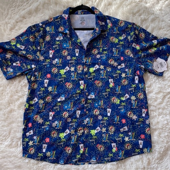 Buc-ees Beaver Hawaiian Tropical Camper Button Shirt‎ Sz 4X NWT Fits Like 3XL - Picture 3 of 9